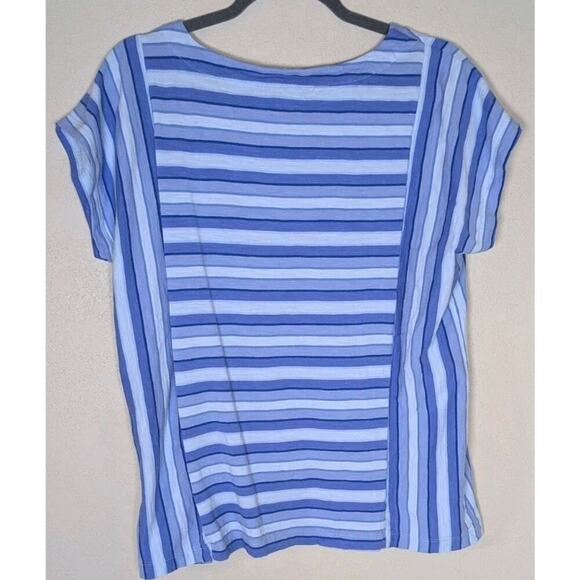 Land's End Women's Blue Slub Wedge Short Sleeve T-shirt Size M - Picture 2 of 7